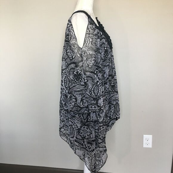 Wear Abouts Womens Plus Sz 3XL Black Beaded Blouse Top Cold Shoulder Wide Arm - Picture 4 of 12